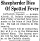 Sheepherder Dies of Spotted Fever